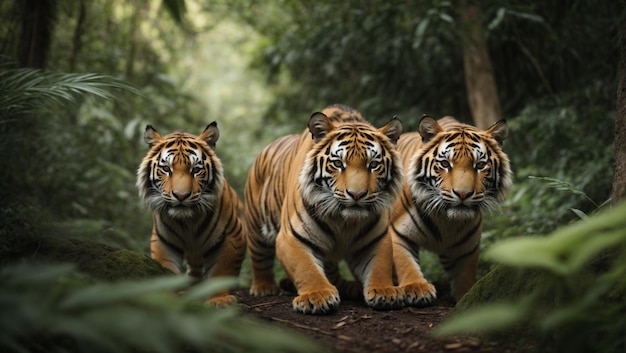 Cute tigers in jungle