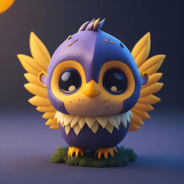 cute tiny 3d hyper realistic animated bird