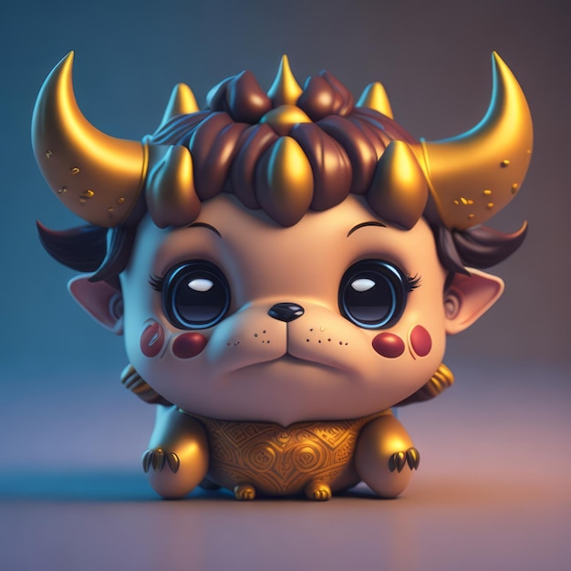 cute tiny 3d hyper realistic animated buffolo