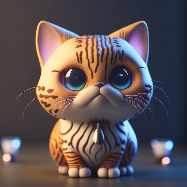 cute tiny 3d hyper realistic animated cat