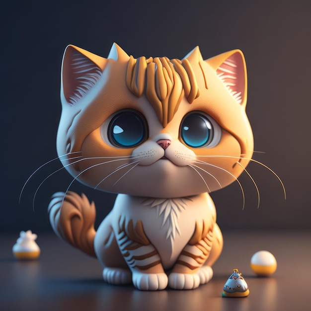 cute tiny 3d hyper realistic animated cat