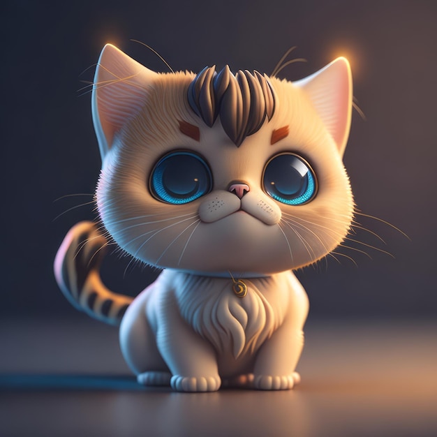 cute tiny 3d hyper realistic animated cat