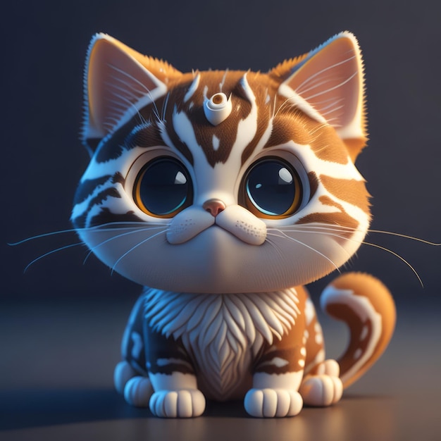 cute tiny 3d hyper realistic animated cat