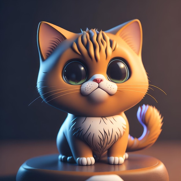 cute tiny 3d hyper realistic animated cat