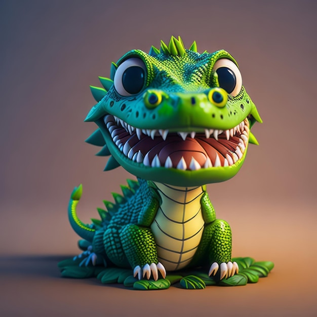 cute tiny 3d hyper realistic animated Crocodile