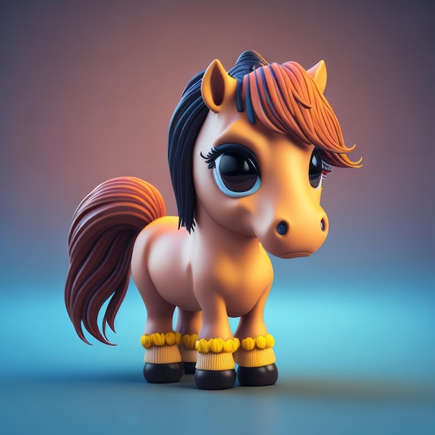 cute tiny 3d hyper realistic animated horse