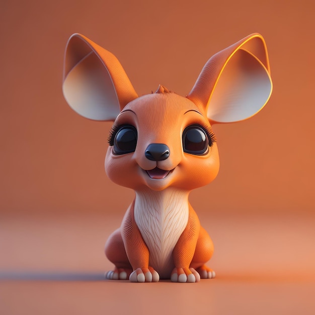 かわいい小さな 3D ハイパーリアルなアニメーションのカンガルー