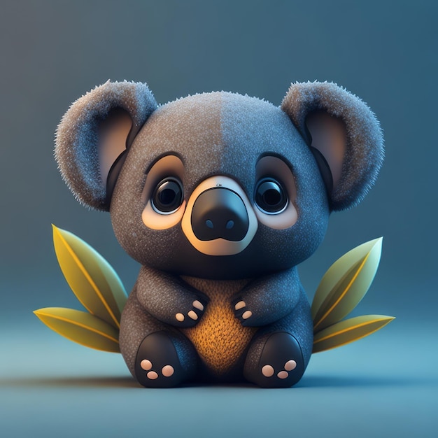 cute tiny 3d hyper realistic animated koala