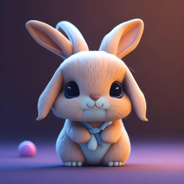 cute tiny 3d hyper realistic animated rabbit