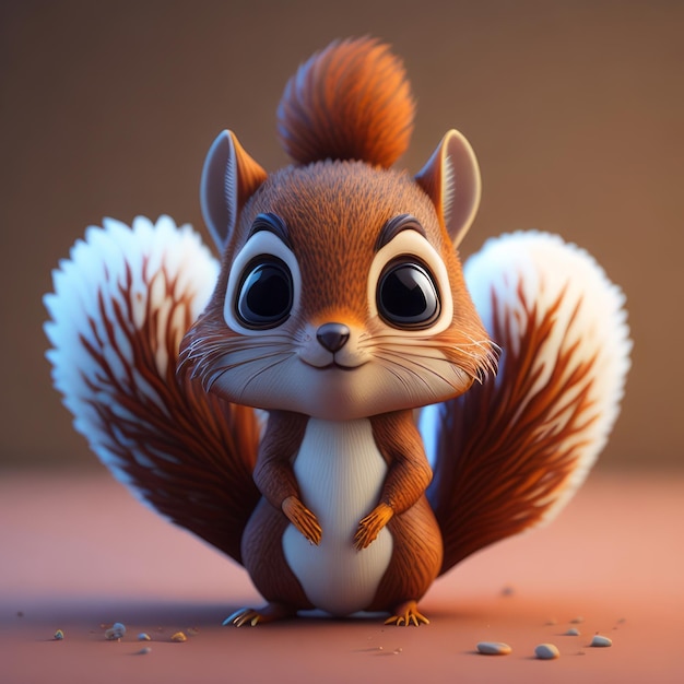 cute tiny 3d hyper realistic animated Squirrel