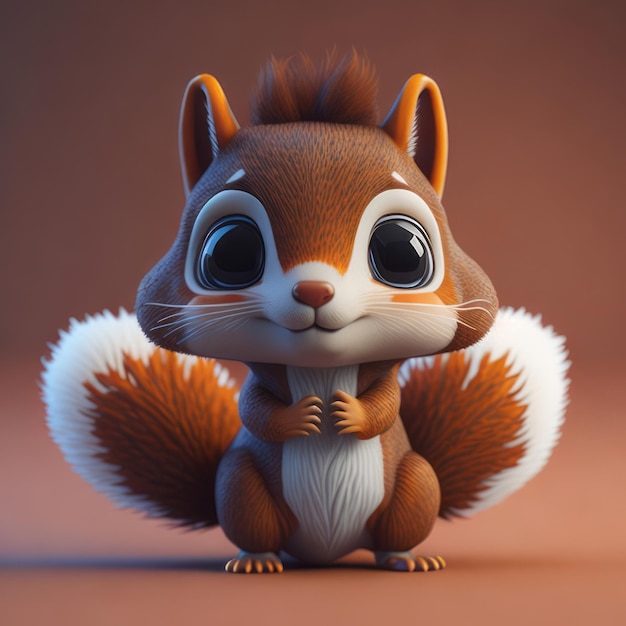 cute tiny 3d hyper realistic animated Squirrel