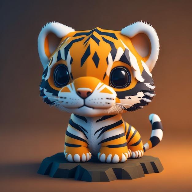 cute tiny 3d hyper realistic animated tiger