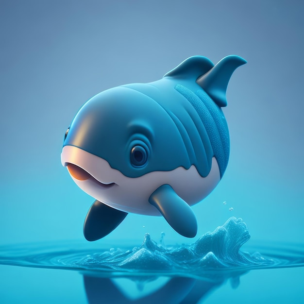 cute tiny 3d hyper realistic dolphin