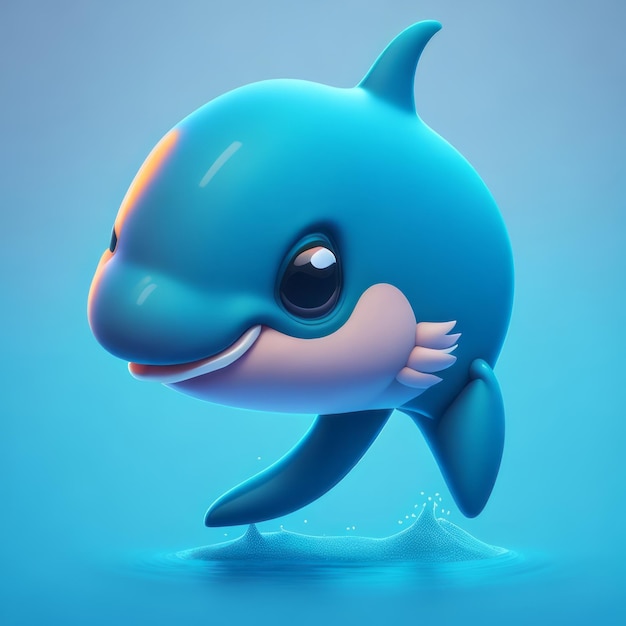 cute tiny 3d hyper realistic dolphin