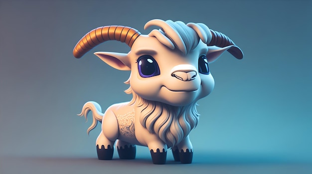 Cute Tiny Anime Goat Cartoon Logo Design AI Generative Illustration