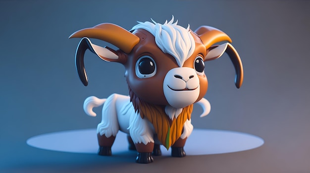 Cute Tiny Anime Goat Cartoon Logo Design AI Generative Illustration