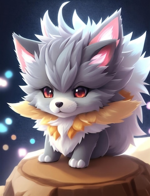 Cute tiny Anime wolf Tiny anime dog