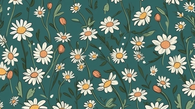 Cute tiny daisy seamless pattern