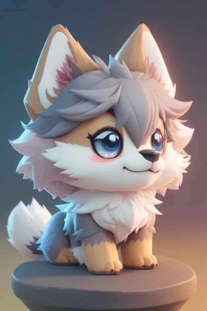 Cute tiny hyper realistic Anime Fox