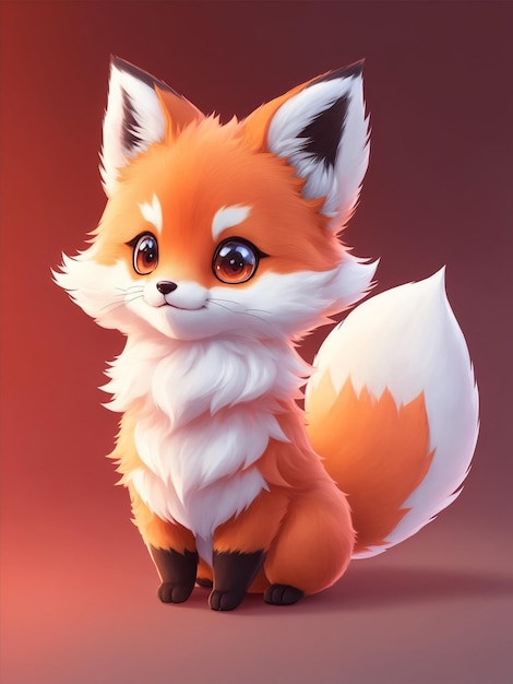 Cute tiny hyperrealistic Anime fox from Pokemon Generate Ai