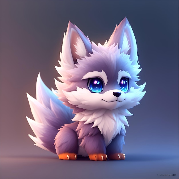 cute tiny hyperrealistic Anime wolf dragon