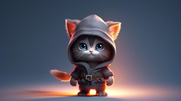 a cute tiny hyperrealistic cat with fantasy theif lookGenerative AI