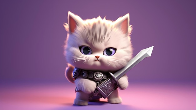 a cute tiny hyperrealistic cat with fantasy vikingGenerative AI