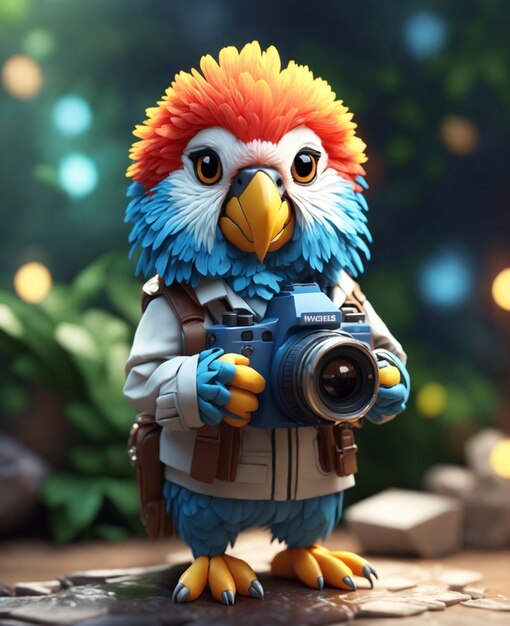 Cute tiny journalist macaw