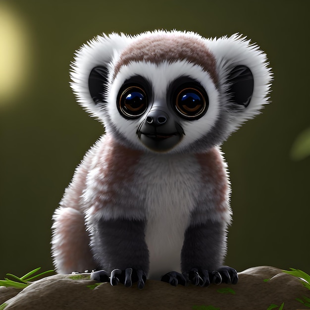 Cute tiny little lemur cub Generative AI