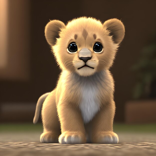 Photo cute tiny little lion cub generative ai