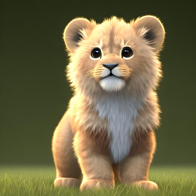 Cute tiny little lion cub Generative AI