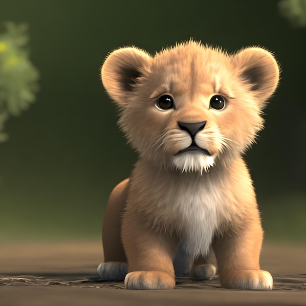 Cute tiny little lion cub Generative AI