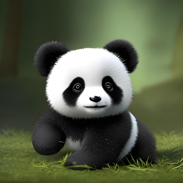 Cute tiny little panda cub Generative AI