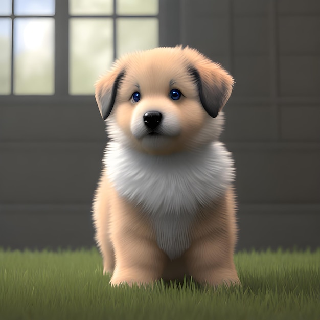 Cute tiny little puppy cub Generative AI