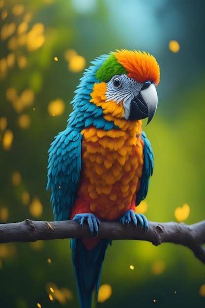 Cute tiny macaw yellow blue color