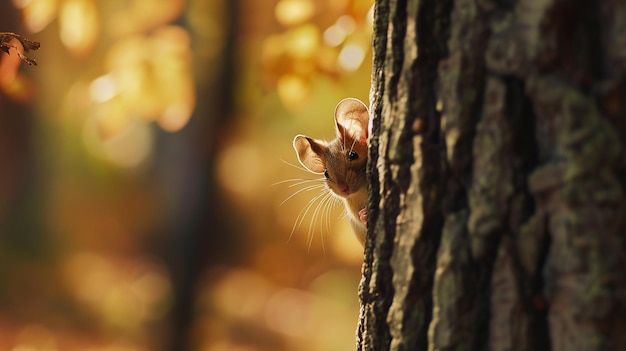 Photo cute tiny mouse with big ears peeking