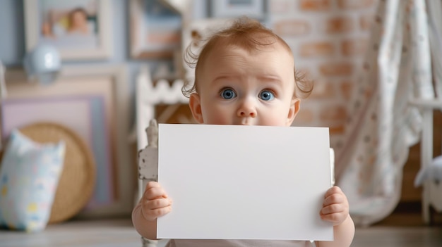 Cute Toddler Poses with Blank Page Ideal for Postcard Design