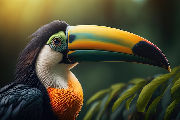 Cute toucan bird Illustration AI Generative