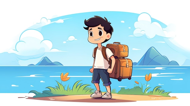 A cute tourism cartoon vector icon illustration generated by AI