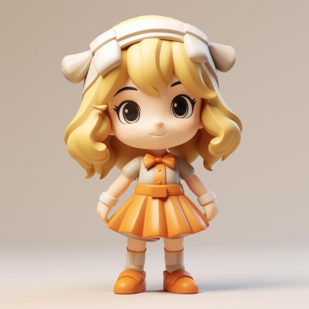 Photo cute toy girl with volumetric lighting detailed character design