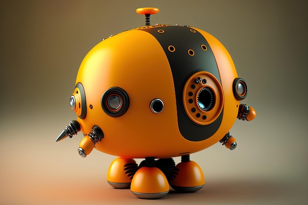 Cute toy robot with a rounded head