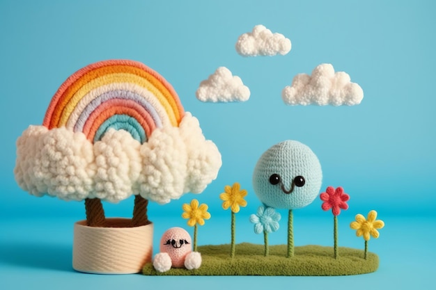 cute trees knitting colorful for kids education