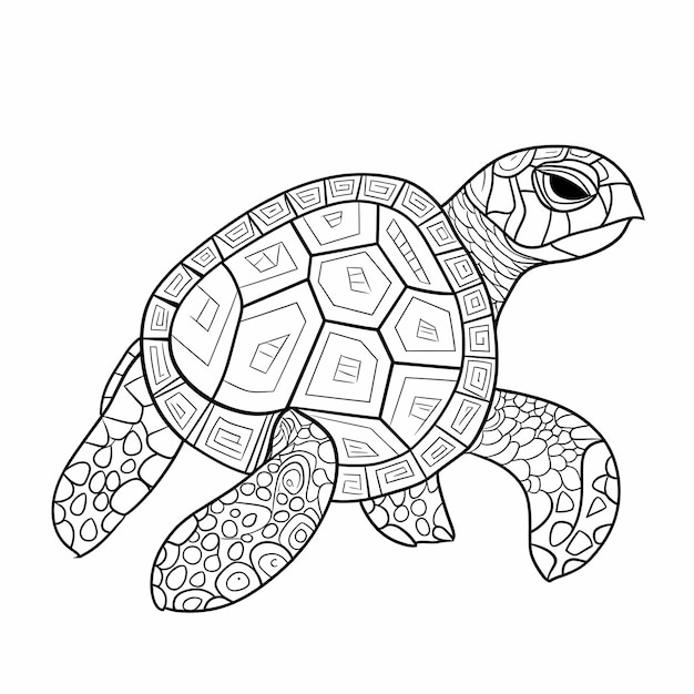 Photo a cute turtle for coloring books for kids with clean lines