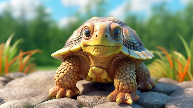 Photo cute turtle generative ai