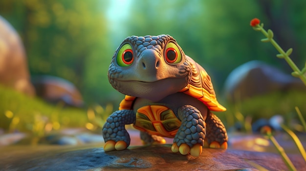 Photo cute turtle generative ai