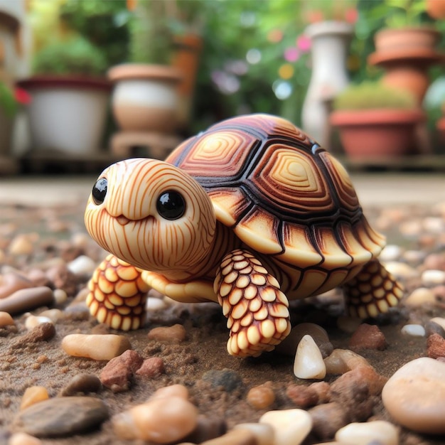 Cute turtle walking on the ground