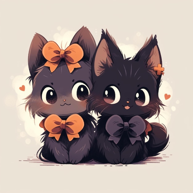 Cute twin cat with halloween