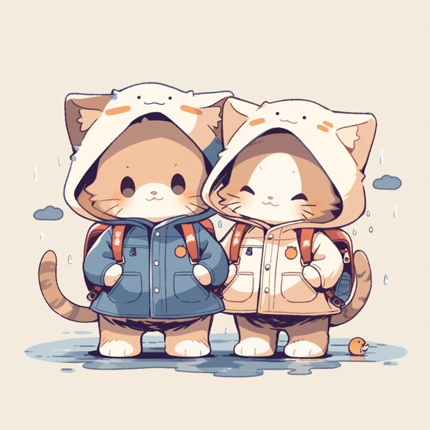 Photo cute twin cat with jacket