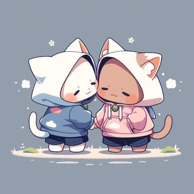 cute twin cat with jacket