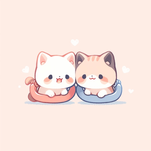 cute twin cat with phone